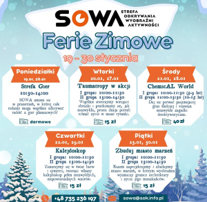 Ferie zimowe 2026 w Strefie SOWA