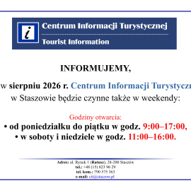 W sierpniu Centrum Informacji Turystycznej w Staszowie otwarte także w weekendy