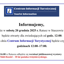 Godziny otwarcia Ratusza i CIT – 20 grudnia 2025 r.